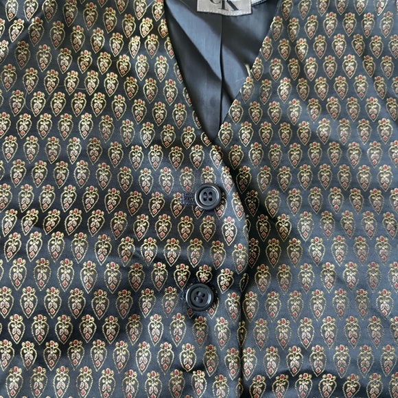 Vintage Calvin Klein CK Black and Gold Metallic Patterned Vest Size XS - Picture 5 of 5